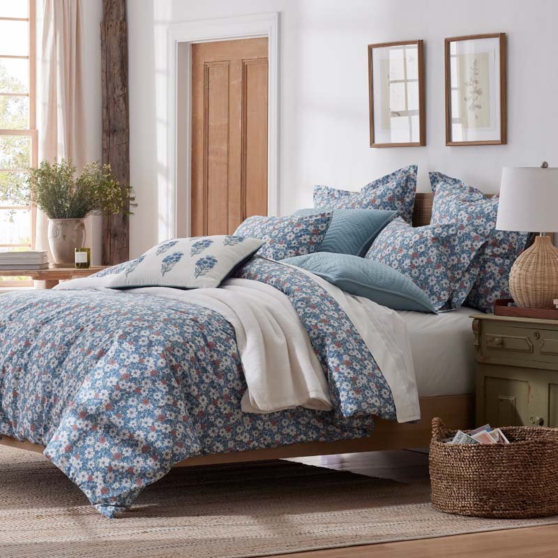Julienne Classic Cool Cotton Percale Sham - Floral Blue, Euro