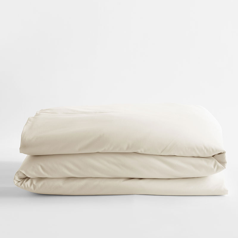Premium Smooth Organic Cotton Sateen Duvet Cover - Ivory, Full