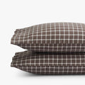 Classic Stripes and Plaids Cool Yarn-Dyed Cotton Percale Pillowcase Set - Windowpane Brown, Standard