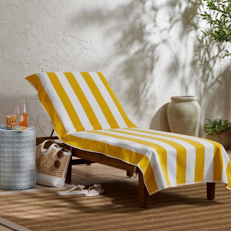 Classic Cabana Stripe Lounge Chair Cover - Yellow