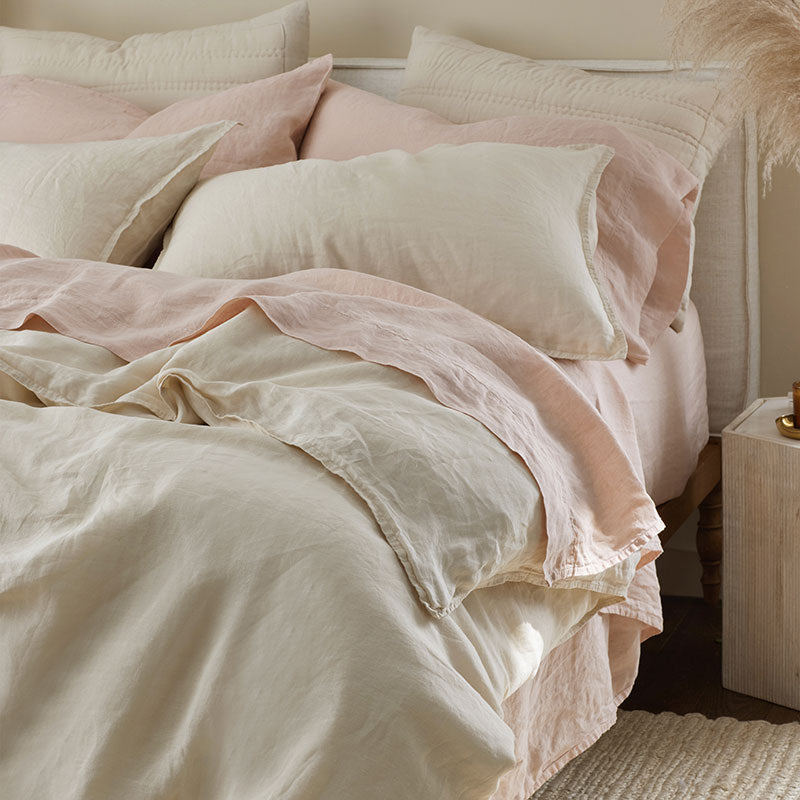 Premium Breathable Washed Linen Solid Sham - Parchment, King