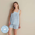Printed Voile Women's Babydoll Shorts Set - Floral Weave, XS