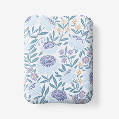 Tira Floral Classic Cool Cotton Percale Fitted Bed Sheet - Floral Blue, Twin