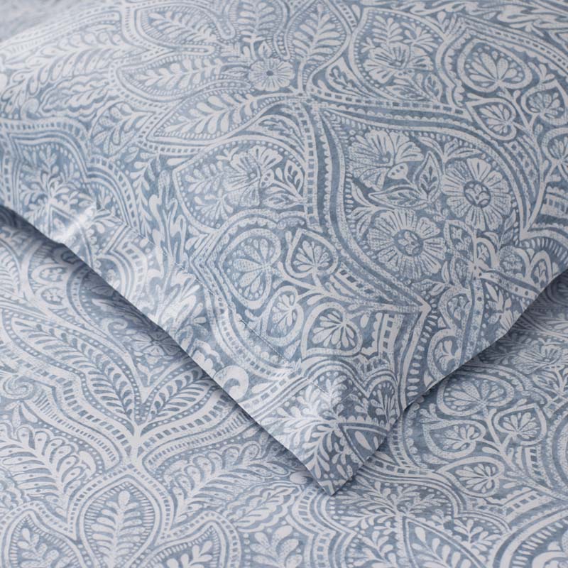 Paisley Grace Floral Premium Smooth Wrinkle-Free Sateen Bed Sheet Set - Blue, Twin