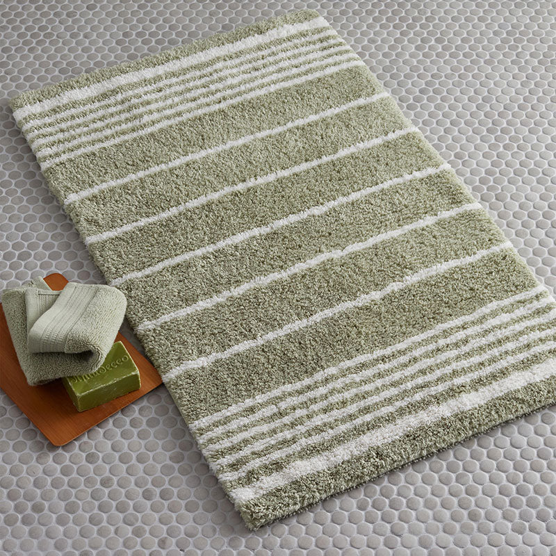 Plush Spa Stripe Bath Rug - Dark Willow, 24 in. x 40 in.
