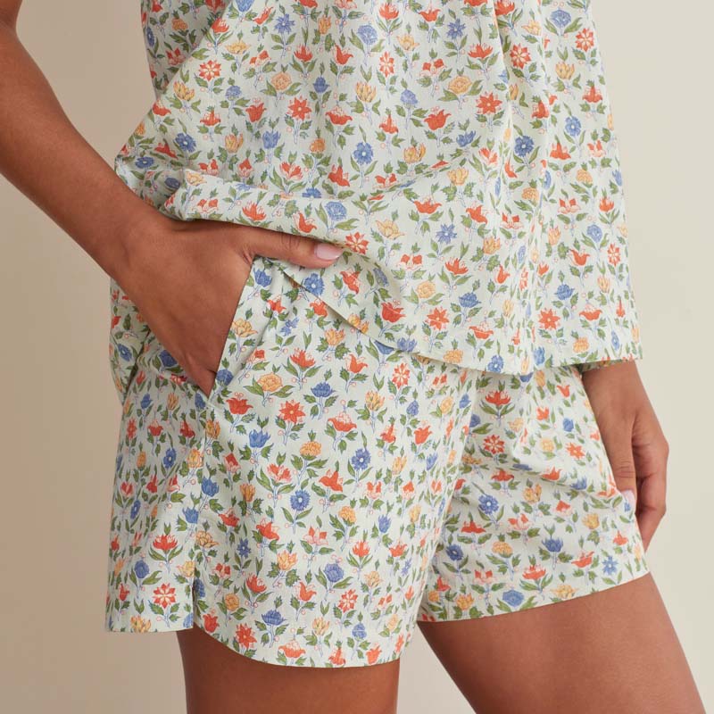 Printed Voile Women's Babydoll Shorts Set - Meadow Song, XXL