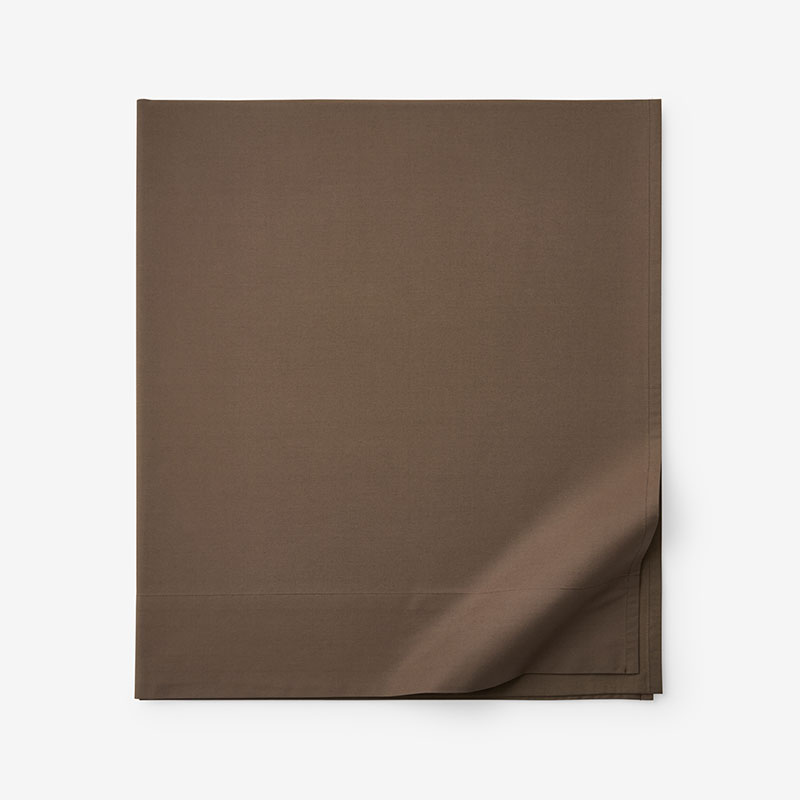 Classic Cool Cotton Percale Flat Bed Sheet - Coffee, Queen