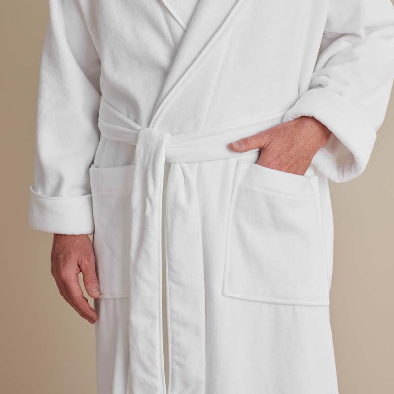 Velour Terry Unisex Robe - White, L