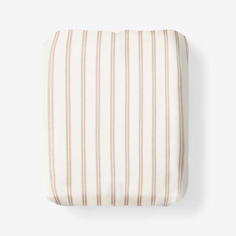 Tailored Stripes and Plaids Classic Cool Cotton Percale Fitted Bed Sheet - Narrow Stripe Gold, Full