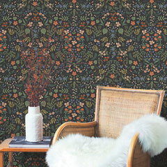 Wildwood Traditional Wallpaper - Black Multi, Roll