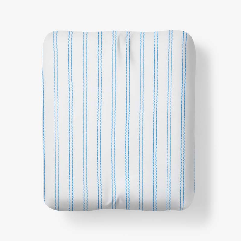 Blossoms and Stripes Classic Cool Cotton Percale Fitted Bed Sheet - Squiggle Stripe, King