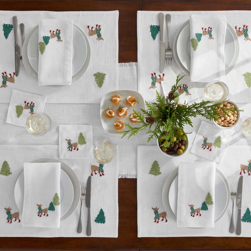 Embroidered Novelty Napkins, Set of 4 - Deer