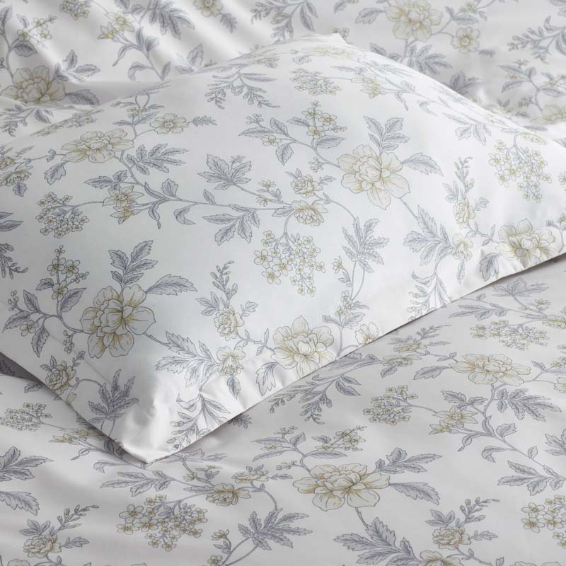 Whispering Garden Premium Smooth Wrinkle-Free Sateen Bed Sheet Set - Gray Multi, King
