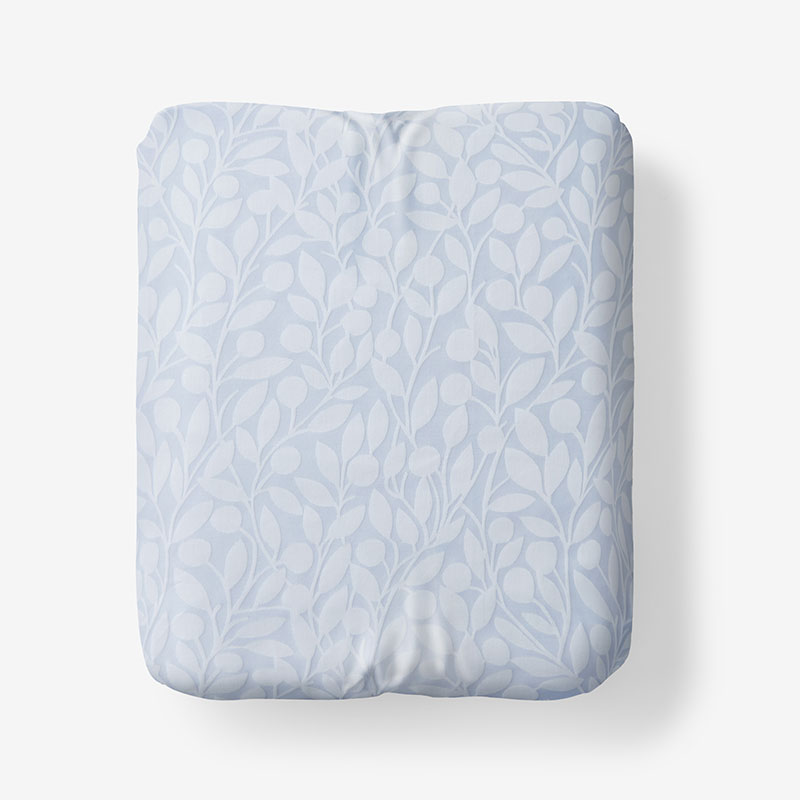 Jacquard Leaf Yarn-Dyed Premium Smooth Supima® Cotton Wrinkle-Free Sateen Fitted Bed Sheet - Blue Shadow, Queen