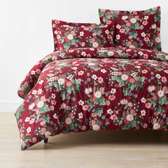 Dahlia Classic Cool Cotton Percale Comforter - Dark Red, Full