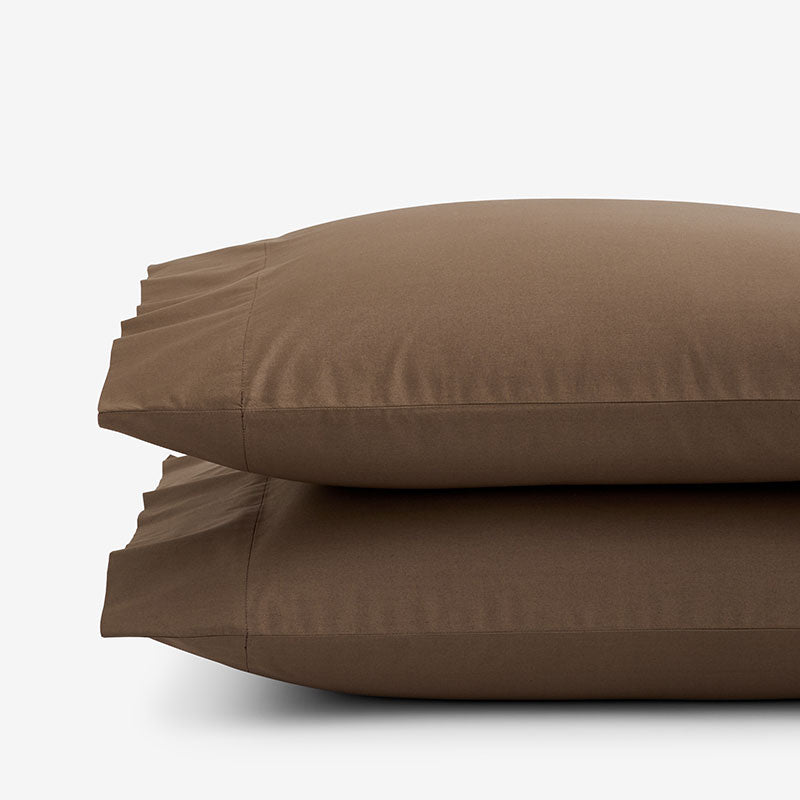 Classic Cool Cotton Percale Pillowcase Set - Coffee, King