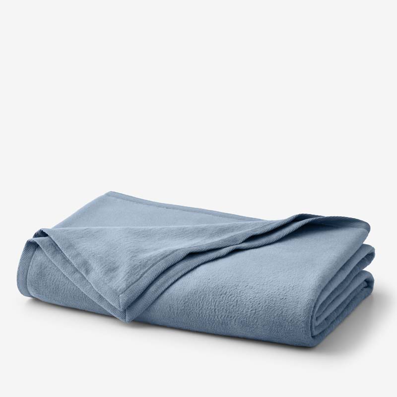 Cotton/Acrylic Fleece Blanket - Smoke Blue, Twin/Twin XL