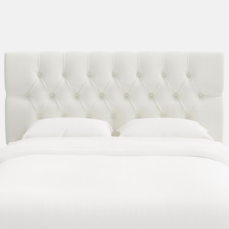 Park Tufted Textured Linen Headboard - White, Queen