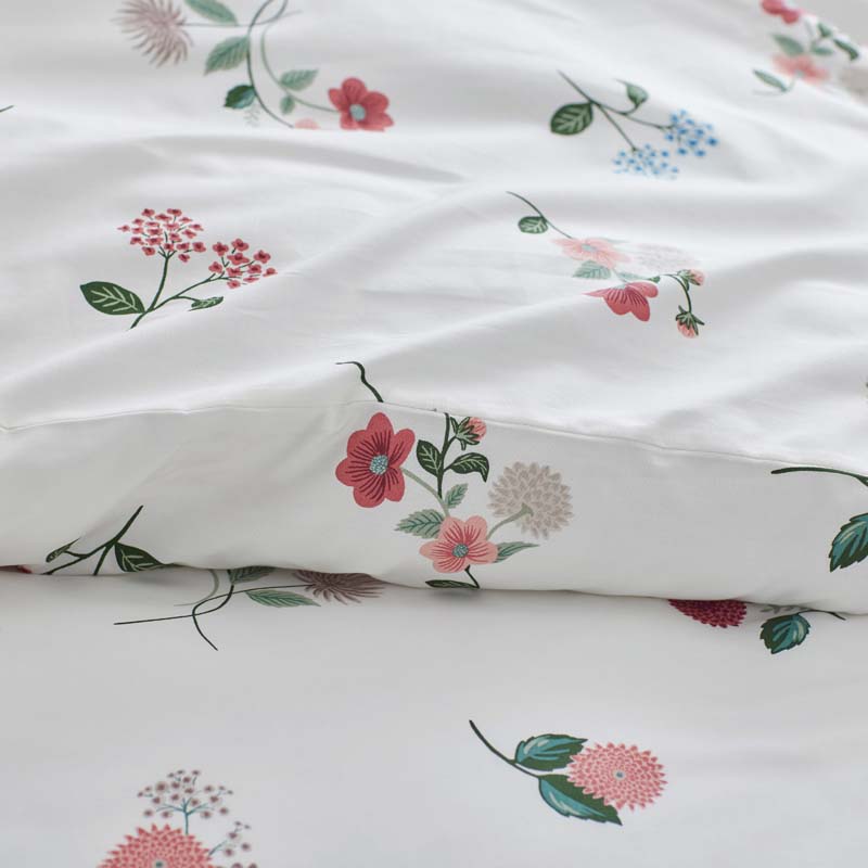 Ditsy Dahlia Classic Cool Cotton Percale Flat Bed Sheet - Cream Multi, Full