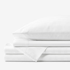 Dobby Stripe Classic Smooth Wrinkle-Free Sateen Bed Sheet Set - White, Twin XL
