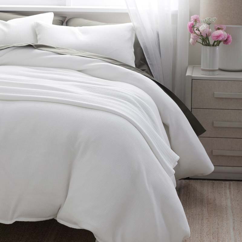 Mini Waffle Duvet Cover - White, King/Cal. King
