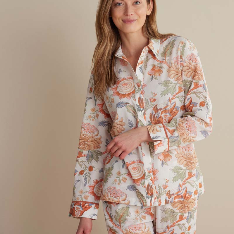 Printed Voile Women's Cropped Pajama Set - Wild Bloom, M