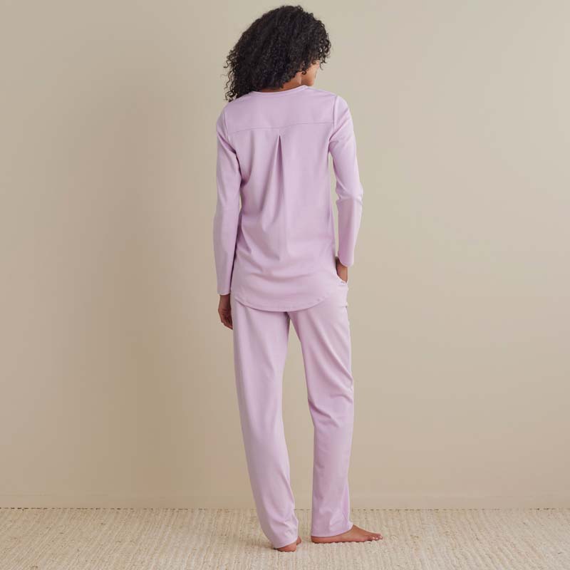 Pima Cotton Women's Button-Down Pajama Set - Dusty Pink, XXL