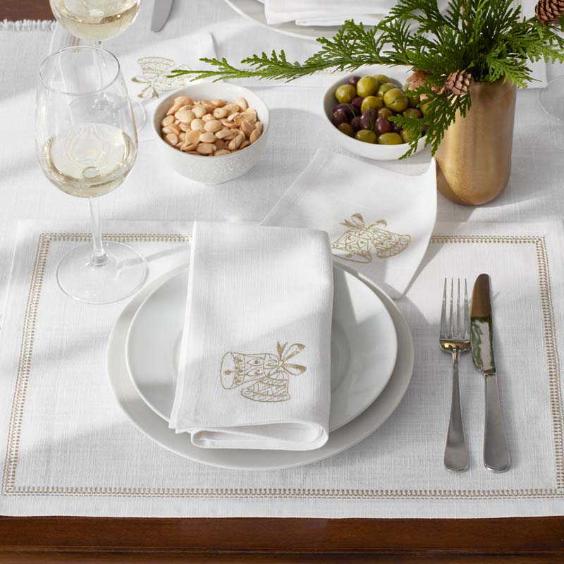 Metallic Napkins, Set of 4 - Bells