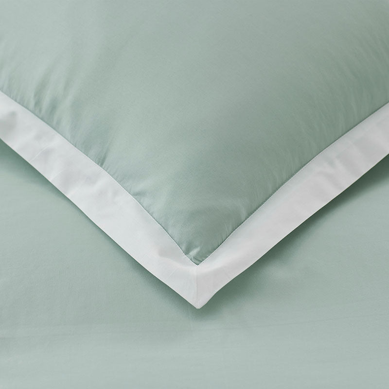 Solid Border Classic Cool Cotton Percale Duvet Cover - Sea Mist, Twin/Twin XL