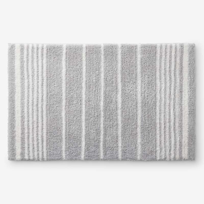 Plush Spa Stripe Bath Rug - Dark Gray, 17 in. x 24 in.
