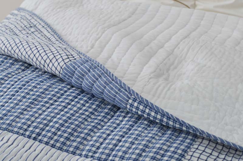 Stripe Block Yarn-Dyed Patchwork Quilted Sham - Blue, Standard