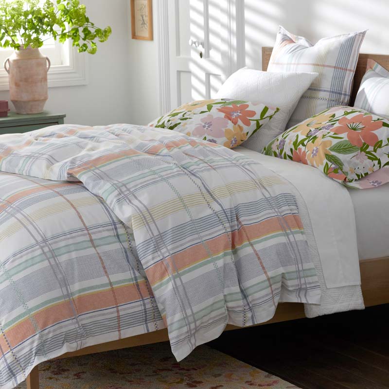 Alder Plaid Classic Cool Cotton Percale Duvet Cover - Multi, Twin/Twin XL