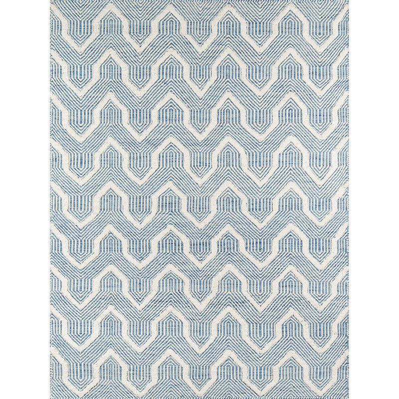 Arrow Stripe Handwoven Wool Rug - Blue, 5' x 8'
