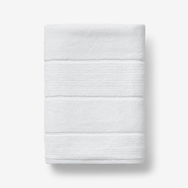 Textured Stripe Bath Towel - White