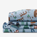 Animal Campers Classic Cool Organic Cotton Percale Bed Sheet Set - Blue Multi, Queen