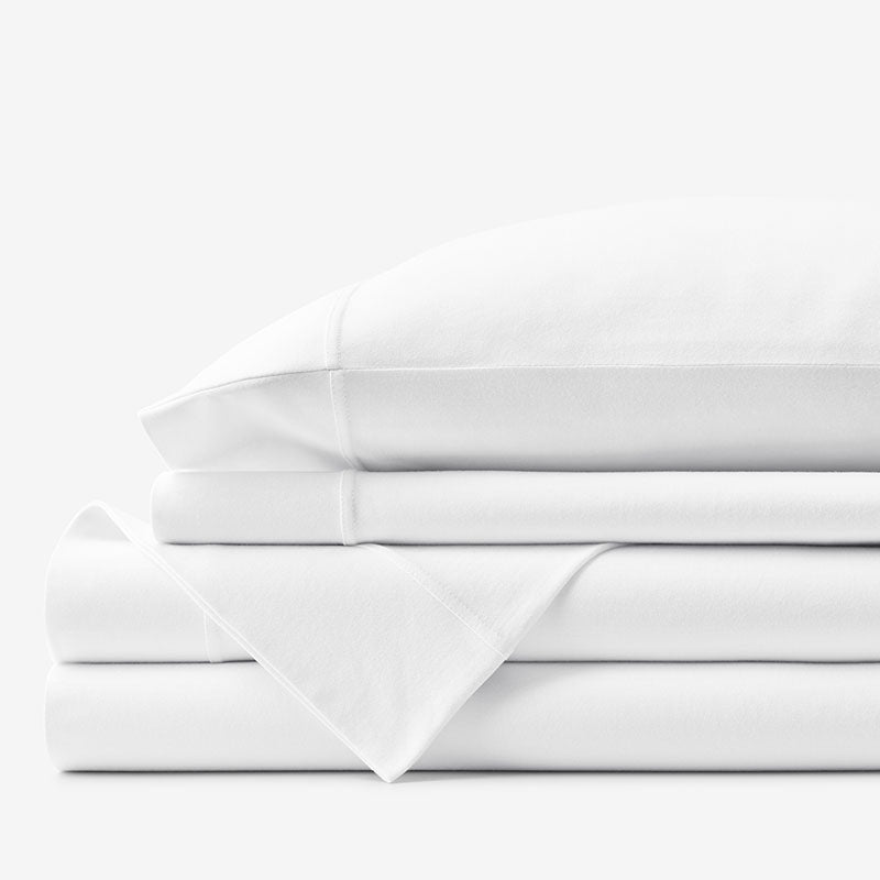 T-Shirt Soft Jersey Knit Bed Sheet Set - White, Full