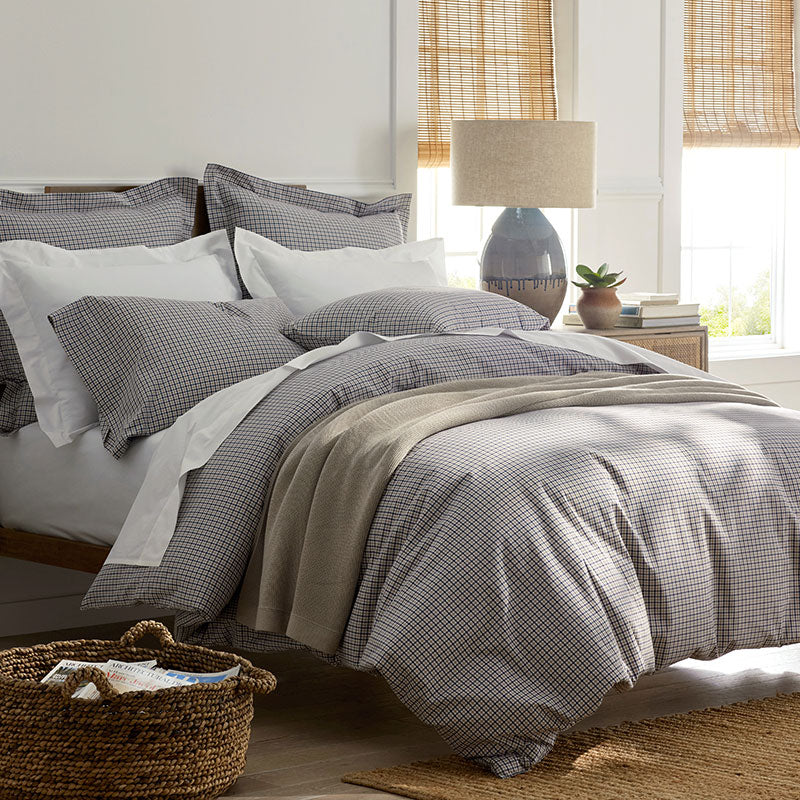 Classic Stripes and Plaids Cool Yarn-Dyed Cotton Percale Bed Sheet Set - Mini Check Multi, King