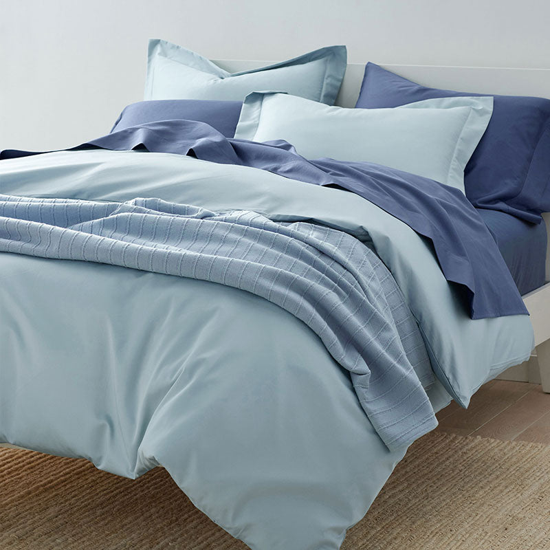 Premium Smooth Supima® Cotton Wrinkle-Free Sateen Fitted Bed Sheet - Blue Dusk, Deep Pocket Cal. King