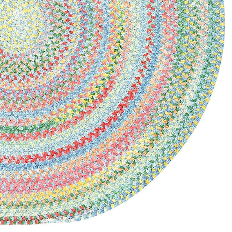 Garden Stripe Reversible Braided Cotton Rug - Blue, 7' x 7' Round