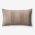 Velvet Linen Stripe Decorative Lumbar Pillow Cover - Taupe, 12 in. x 21 in.