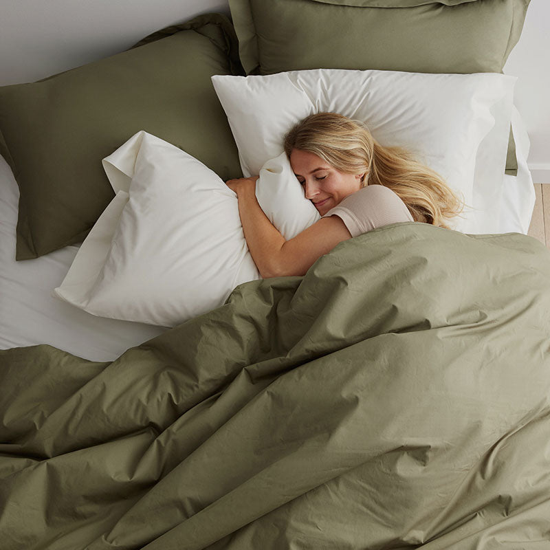Classic Cool Cotton Percale Deep Pocket Flat Bed Sheet - Olive Green, King