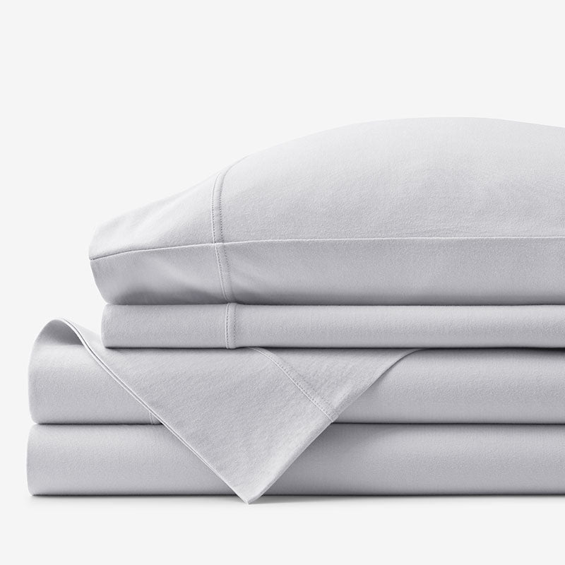 T-Shirt Soft Jersey Knit Bed Sheet Set - Light Gray, Full