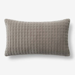 Tufted Stitch Velvet Decorative Lumbar Pillow Cover - Taupe, 12 in. x 21 in.