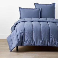 Solid Garment Washed Cotton Percale Comforter - Denim Blue, King/Cal. King