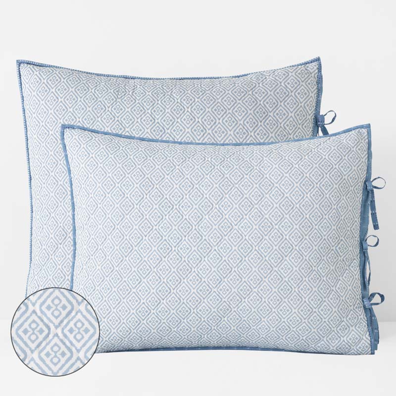 Tira Geo Reversible Quilted Sham - Blue, Euro