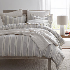 Tailored Stripes and Plaids Classic Cool Cotton Percale Bed Duvet Cover - Wide Stripe Navy, Full