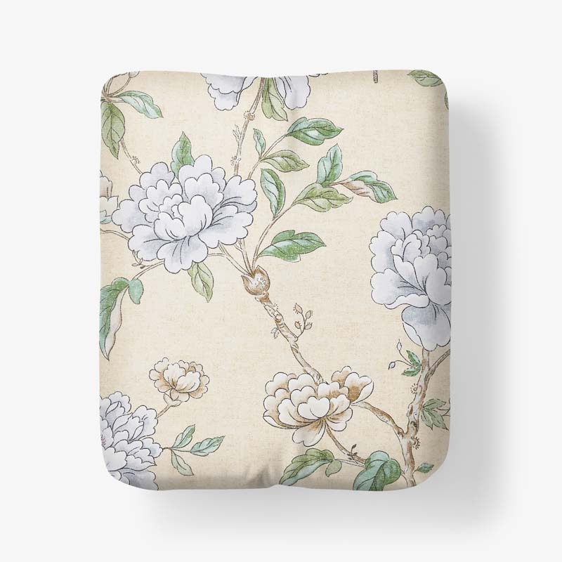Peony Garden Premium Smooth Wrinkle-Free Sateen Fitted Bed Sheet - Beige Tan, Queen