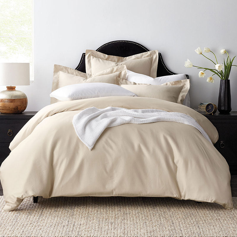 Luxe Smooth Egyptian Cotton Sateen Duvet Cover - Cream, Oversized King/Cal. King