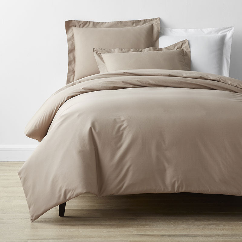 Classic Cool Cotton Percale Bed Duvet Cover - Cocoa, King/Cal King
