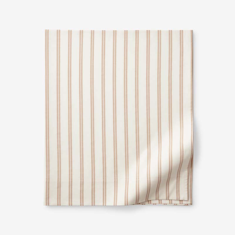 Tailored Stripes and Plaids Classic Cool Cotton Percale Flat Bed Sheet - Narrow Stripe Gold, King